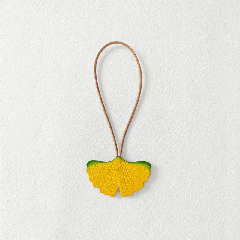Leather Ginkgo Leaf Bag Charm