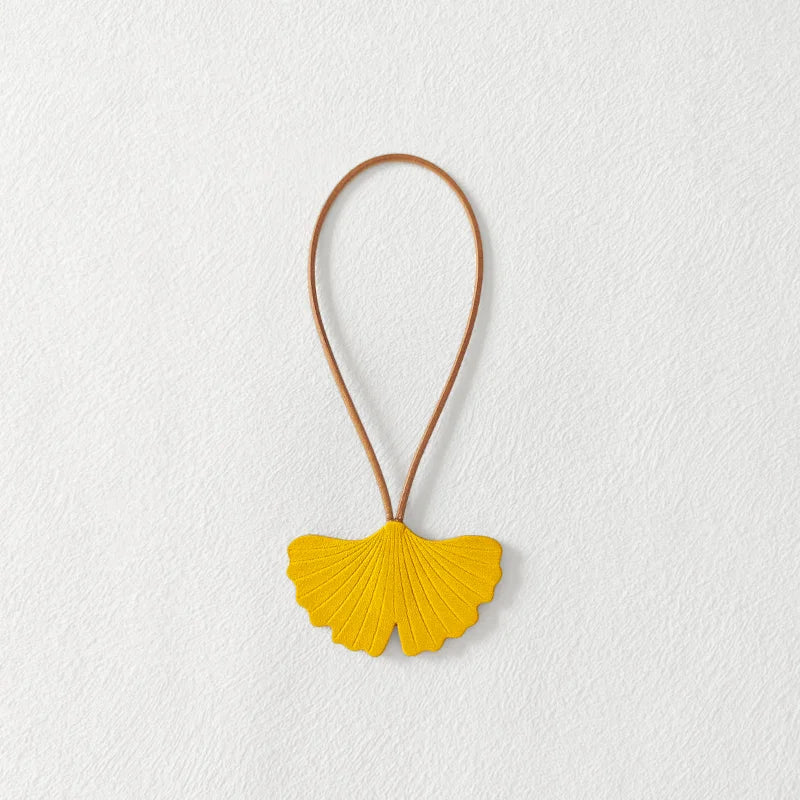 Leather Ginkgo Leaf Bag Charm