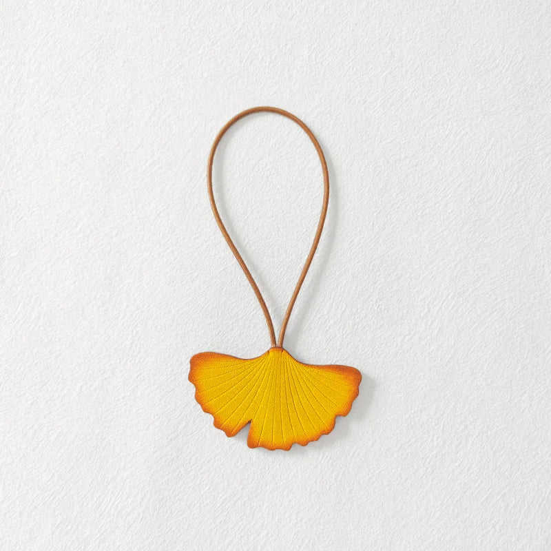 Leather Ginkgo Leaf Bag Charm