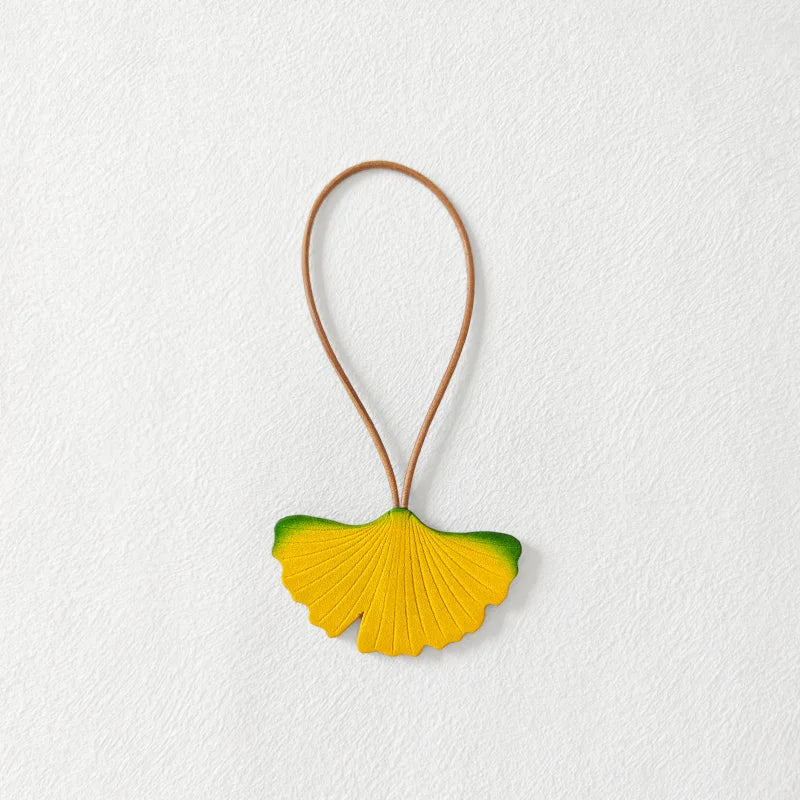 Leather Ginkgo Leaf Bag Charm
