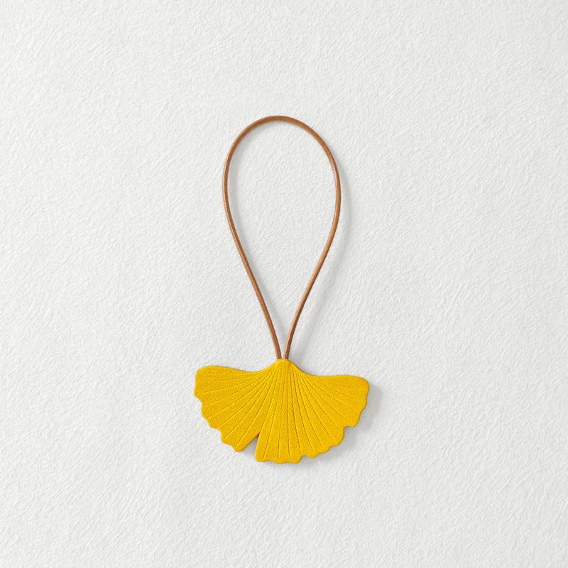 Leather Ginkgo Leaf Bag Charm