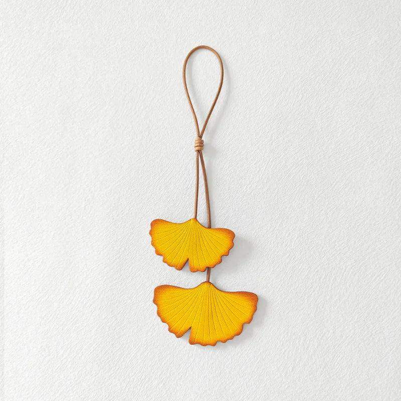 Leather Ginkgo Leaf Bag Charm