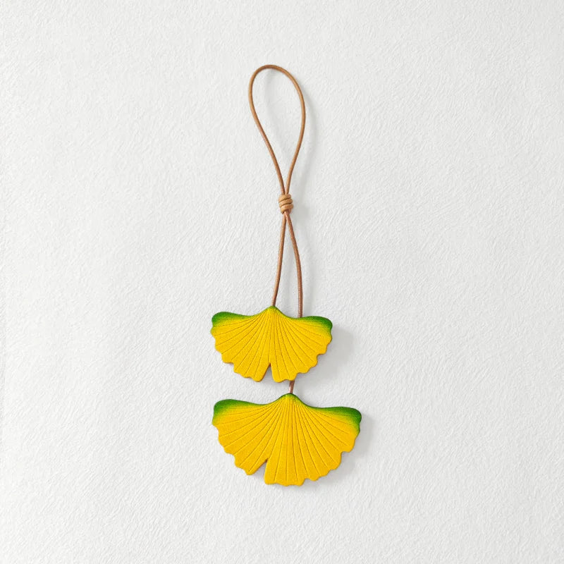 Leather Ginkgo Leaf Bag Charm