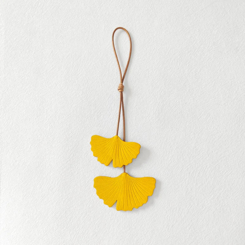 Leather Ginkgo Leaf Bag Charm