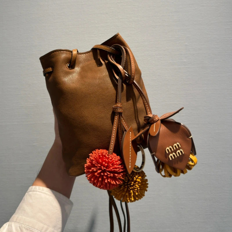 Leather Large Flower Bag Charm