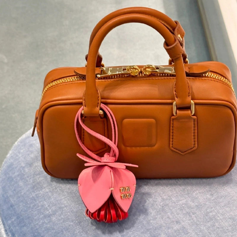 Leather Large Flower Bag Charm