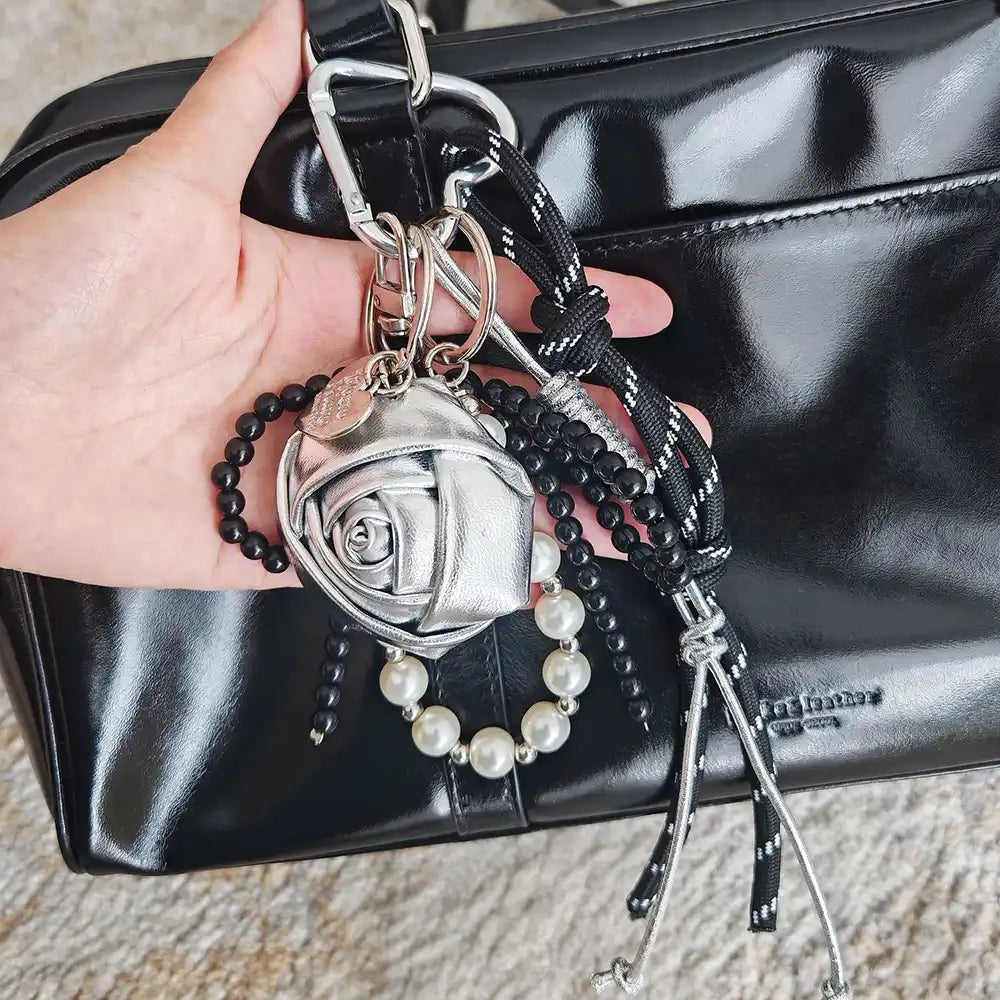Leather Rose Bag Charm