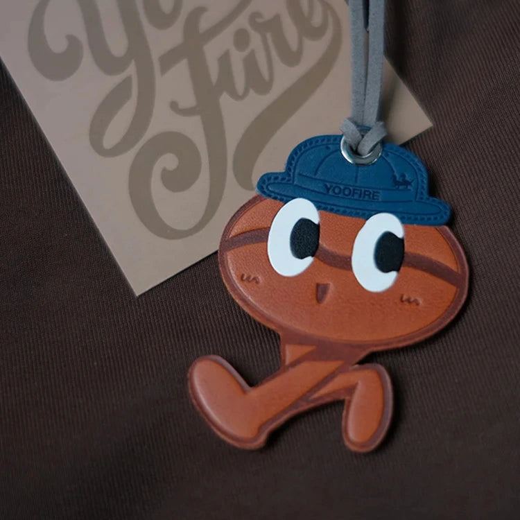 Leather coffee bean bag charm