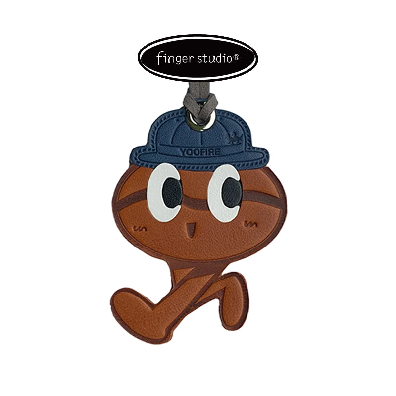 Leather coffee bean bag charm