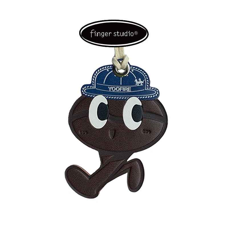 Leather coffee bean bag charm