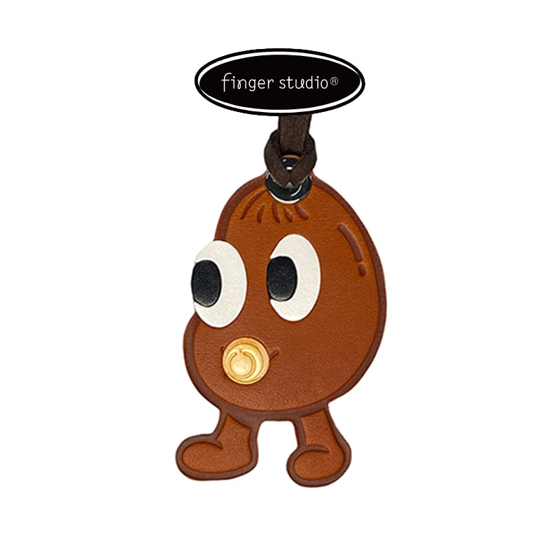 Leather coffee bean bag charm