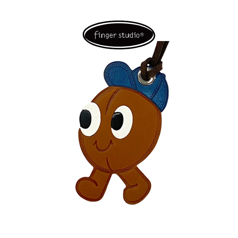 Leather coffee bean bag charm