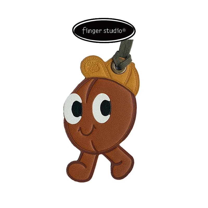 Leather coffee bean bag charm