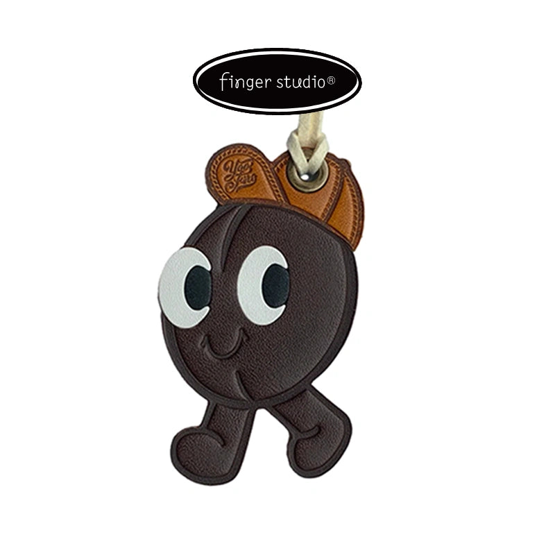 Leather coffee bean bag charm