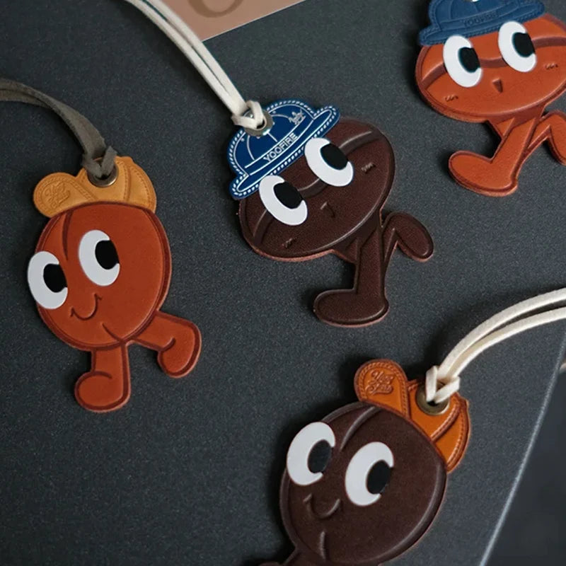 Leather coffee bean bag charm
