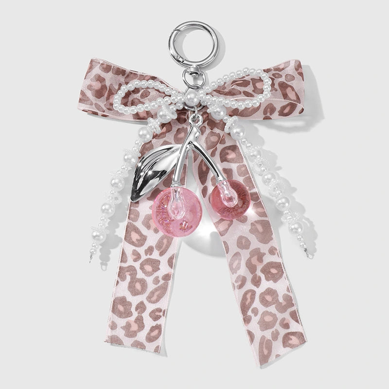 Leopard-pattern webbing bag charm