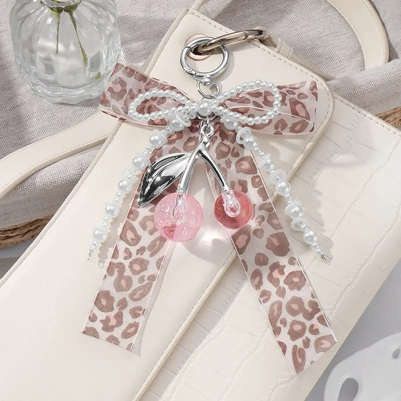 Leopard-pattern webbing bag charm