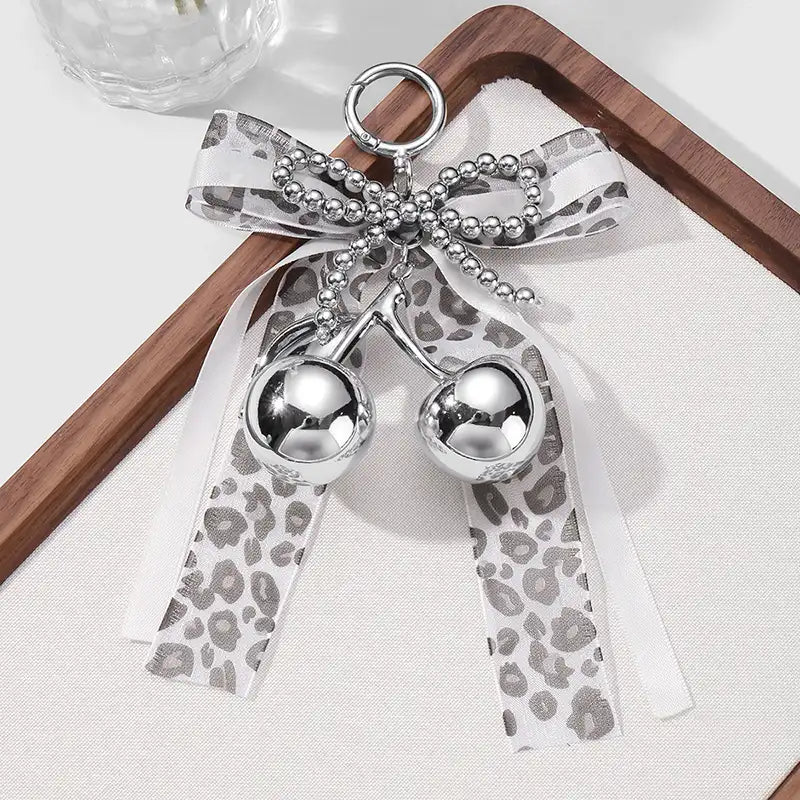 Leopard-pattern webbing bag charm