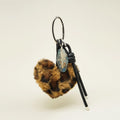 Leopard Print Heart Bag Charm