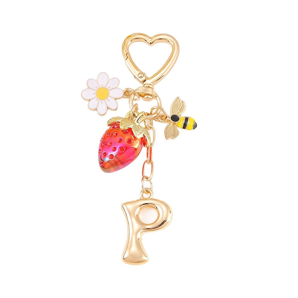 Letter Strawberry Bag Charm