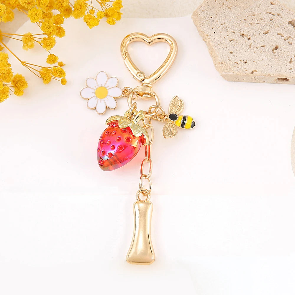 Letter Strawberry Bag Charm
