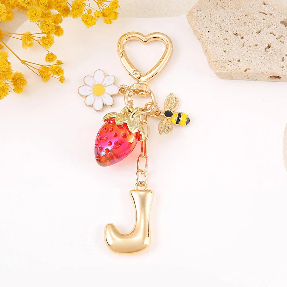 Letter Strawberry Bag Charm
