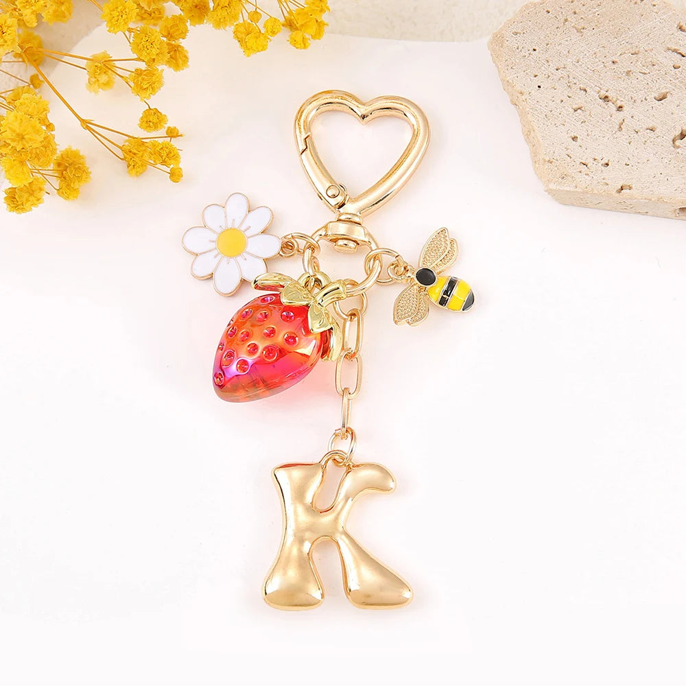 Letter Strawberry Bag Charm