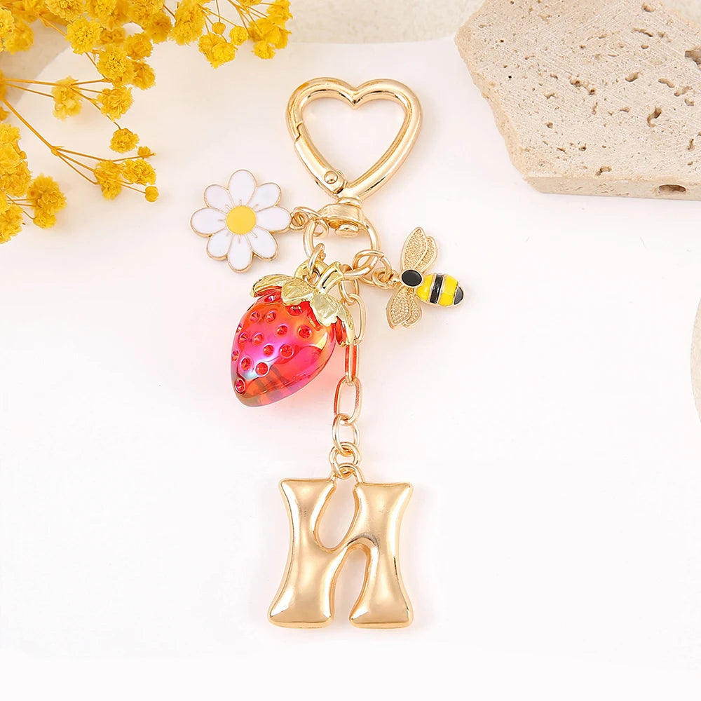 Letter Strawberry Bag Charm
