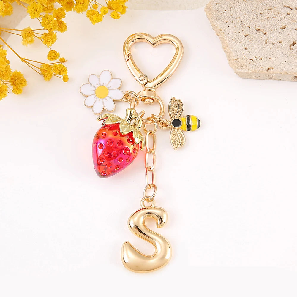 Letter Strawberry Bag Charm