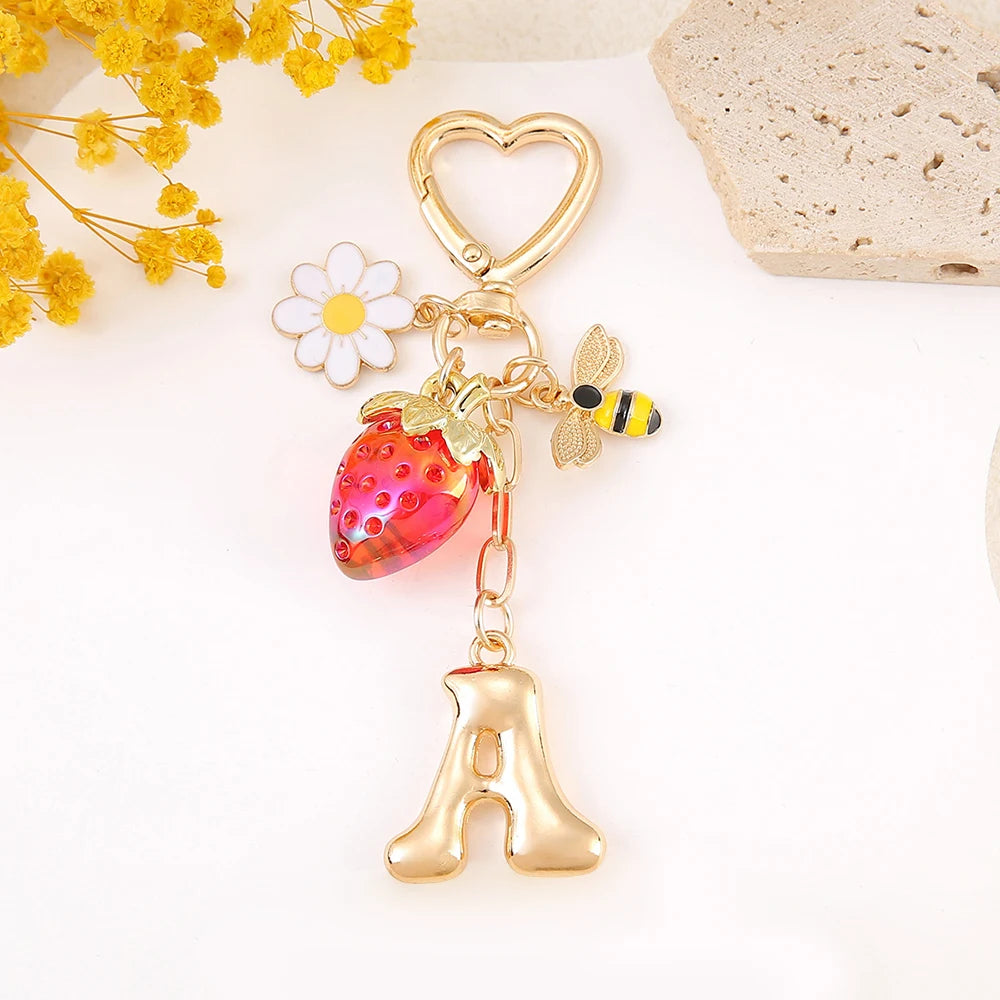 Letter Strawberry Bag Charm