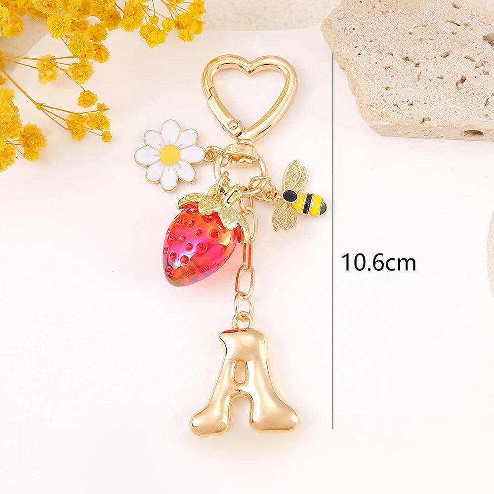 Letter Strawberry Bag Charm