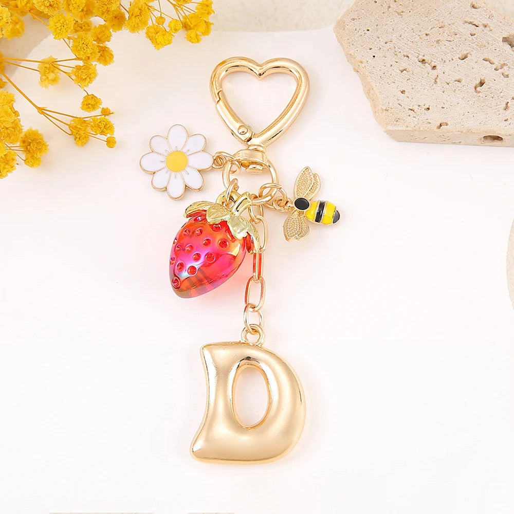 Letter Strawberry Bag Charm