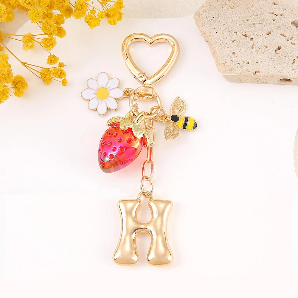 Letter Strawberry Bag Charm