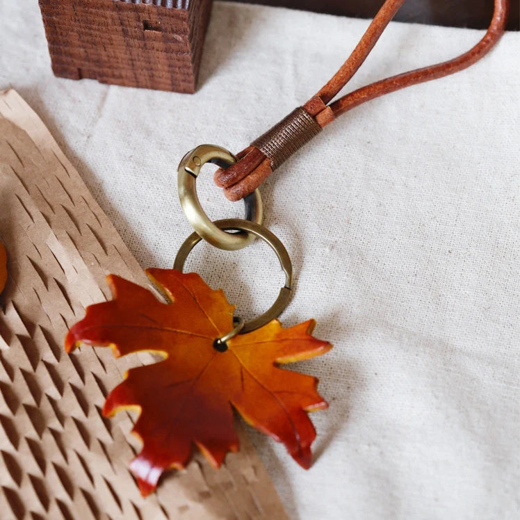Maple Leaf & Ginkgo Leaf Bag Charm