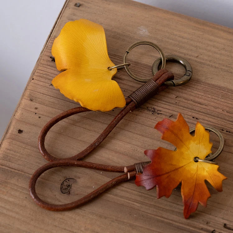 Maple Leaf & Ginkgo Leaf Bag Charm