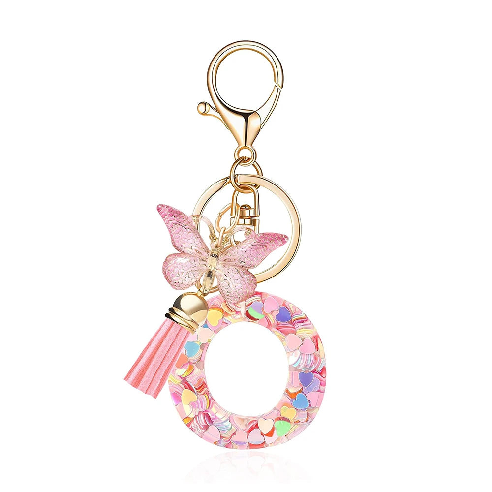 Pink Butterfly Letter Bag Charm
