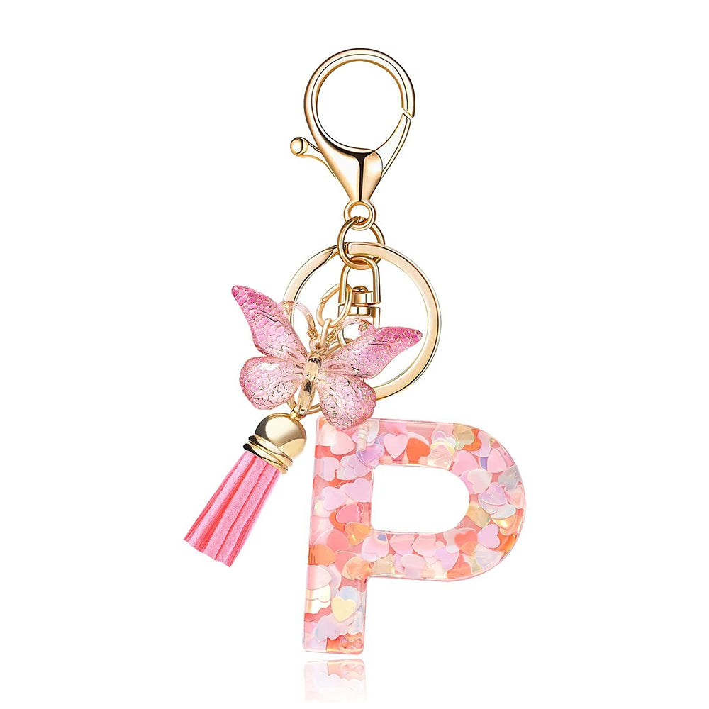 Pink Butterfly Letter Bag Charm