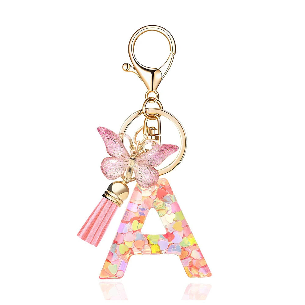 Pink Butterfly Letter Bag Charm