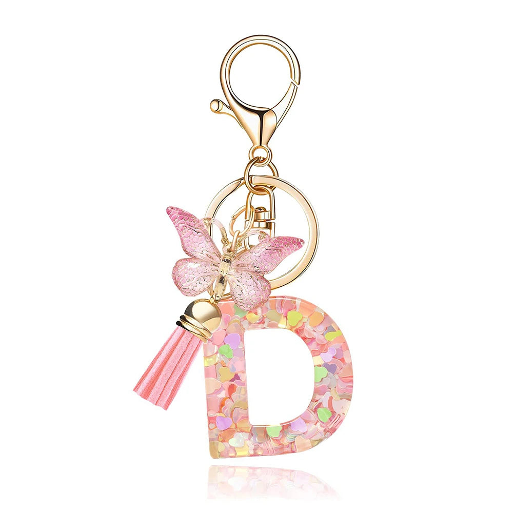 Pink Butterfly Letter Bag Charm