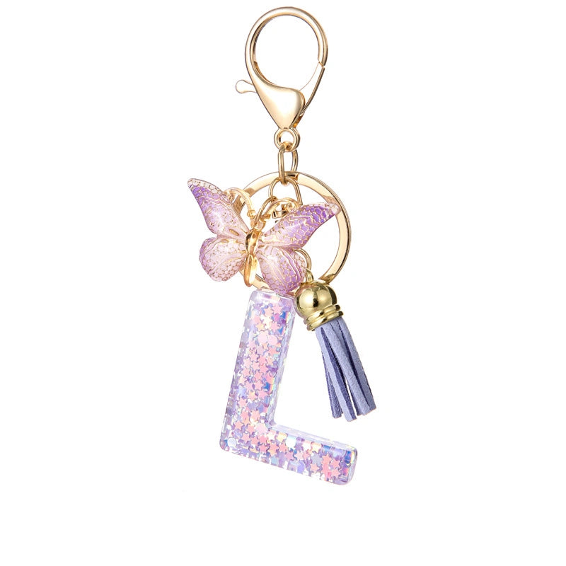 Purple Butterfly Letter Keychain