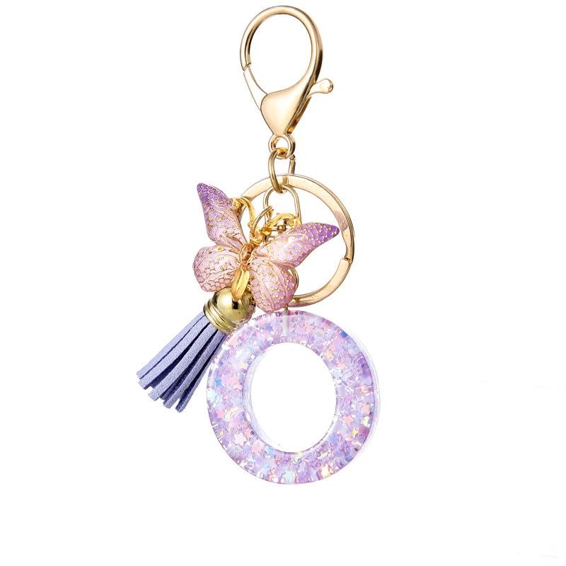 Purple Butterfly Letter Keychain