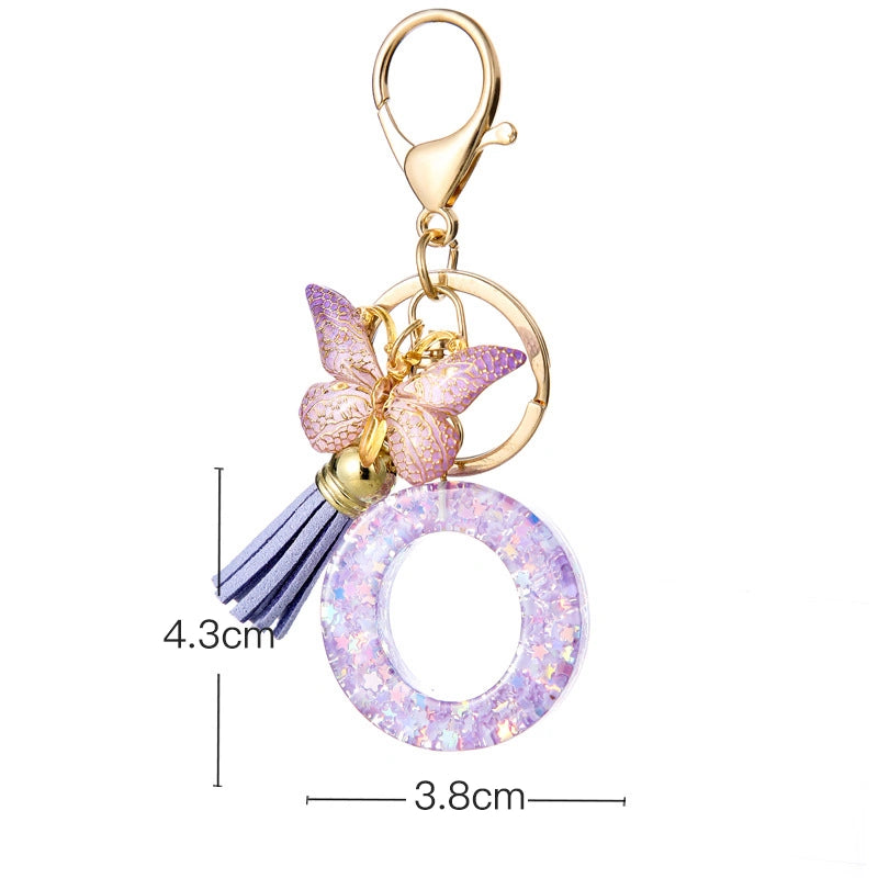 Purple Butterfly Letter Keychain
