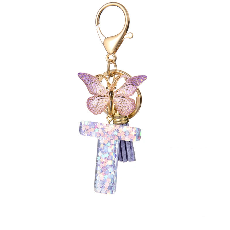 Purple Butterfly Letter Keychain