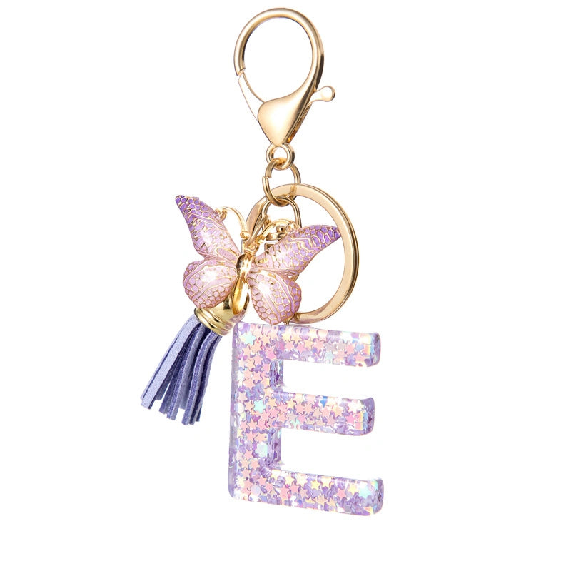 Purple Butterfly Letter Keychain