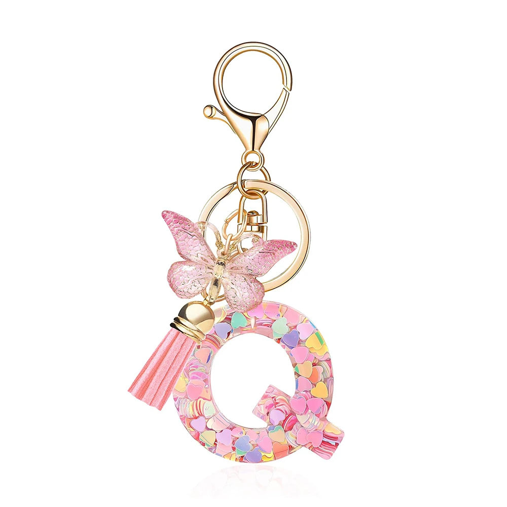 Pink Butterfly Letter Bag Charm