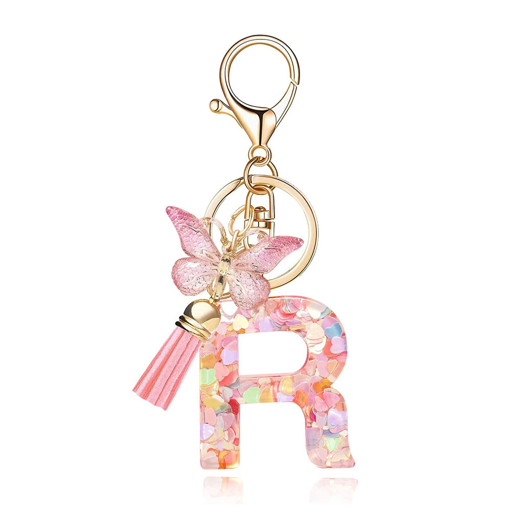 Pink Butterfly Letter Bag Charm