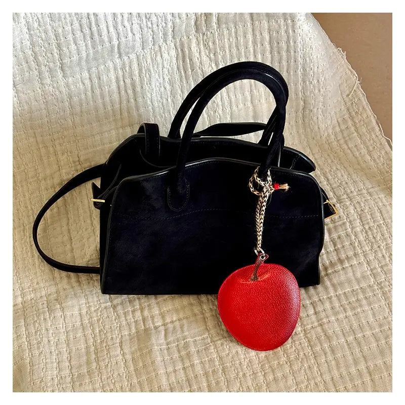 Red Apple & Cat Bag Charm