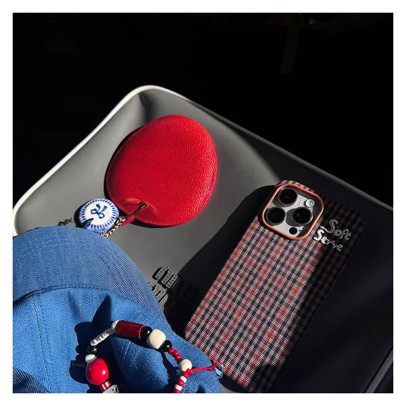 Red Apple & Cat Bag Charm