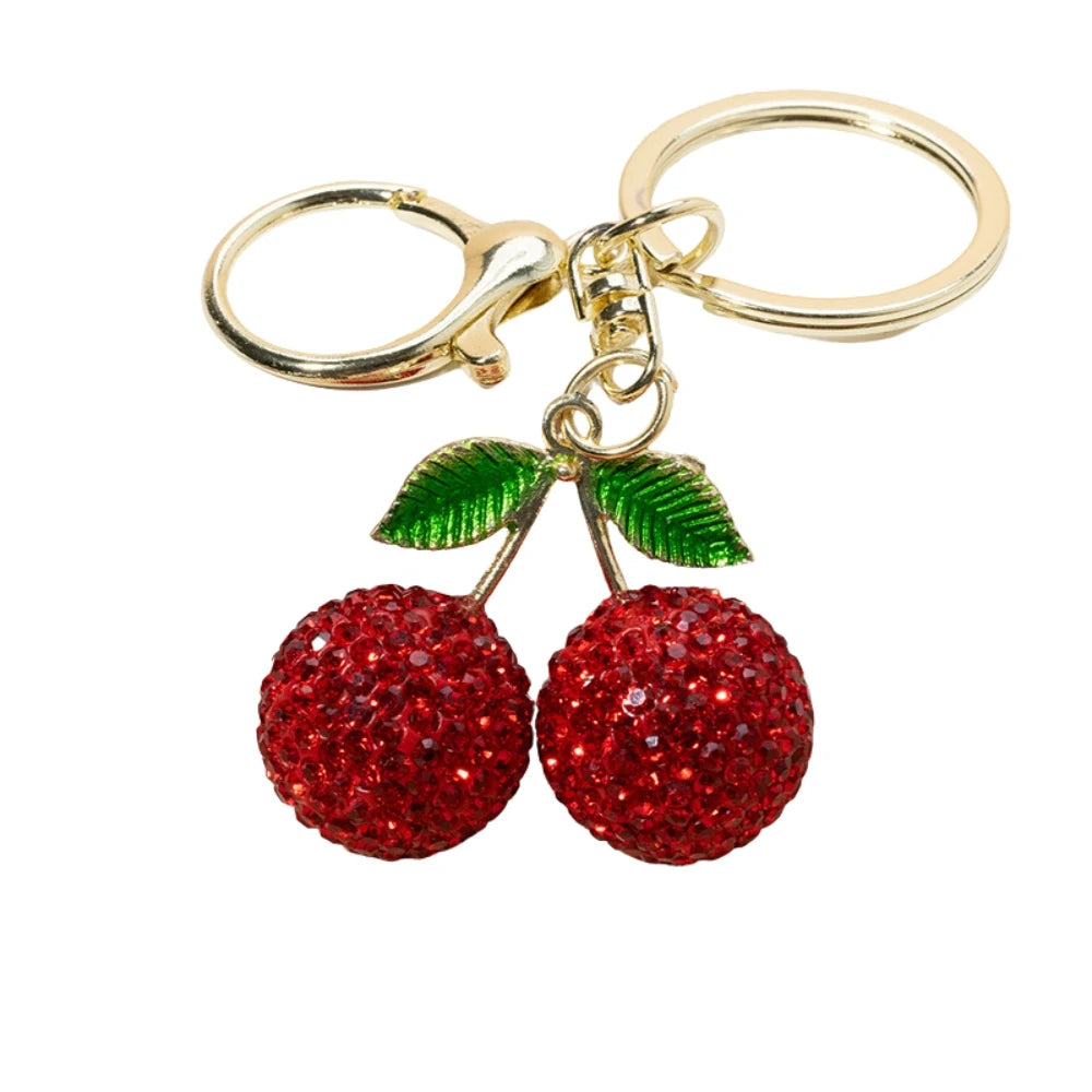 Rhinestone Cherry Bag Charm