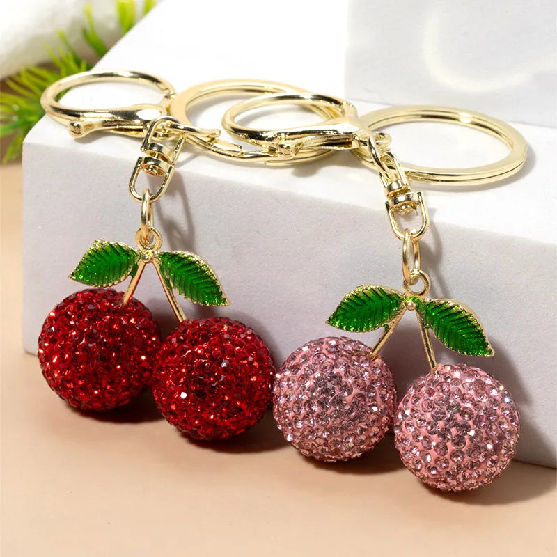 Rhinestone Cherry Bag Charm